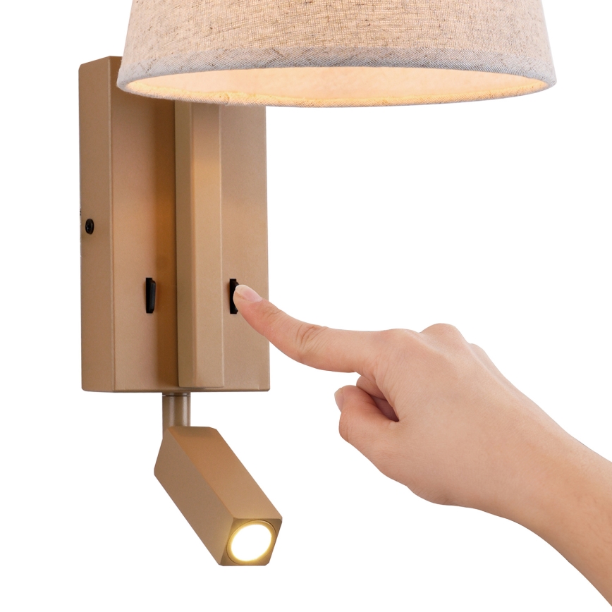 Brilagi - LED Stenska svetilka RAYAS 1xE14/40W/230V + LED/3W lan/bež
