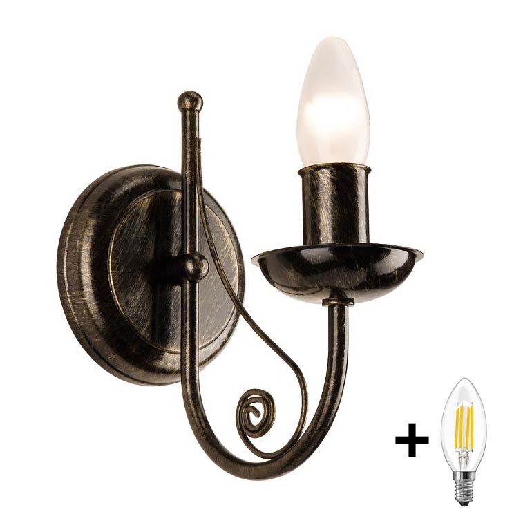 Brilagi - LED Stenska svetilka STEFANO 1xE14/40W/230V črna patina
