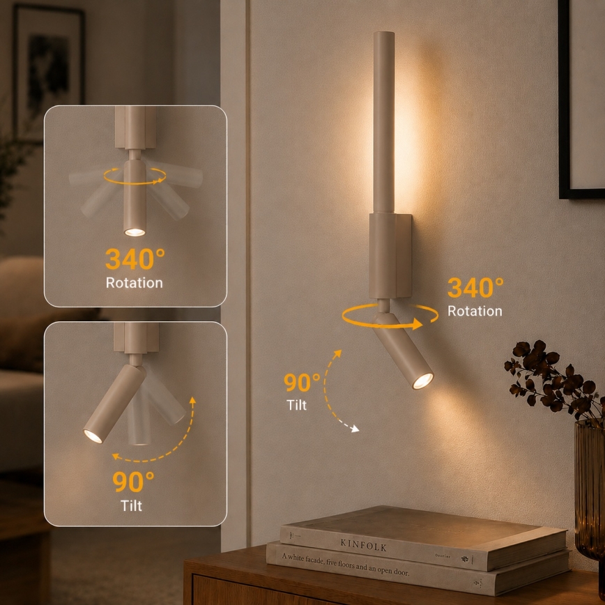 Brilagi - LED stenska točkovna svetilka VIXON LED/3W/230V + LED/5W bež CRI 90