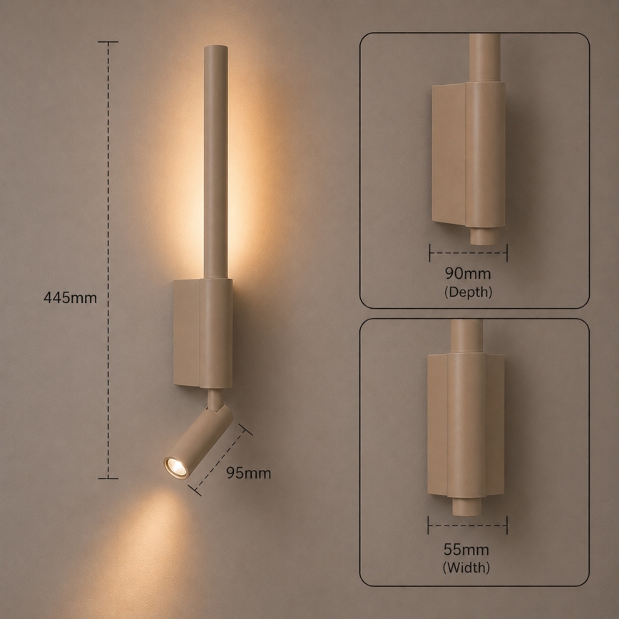 Brilagi - LED stenska točkovna svetilka VIXON LED/3W/230V + LED/5W bež CRI 90