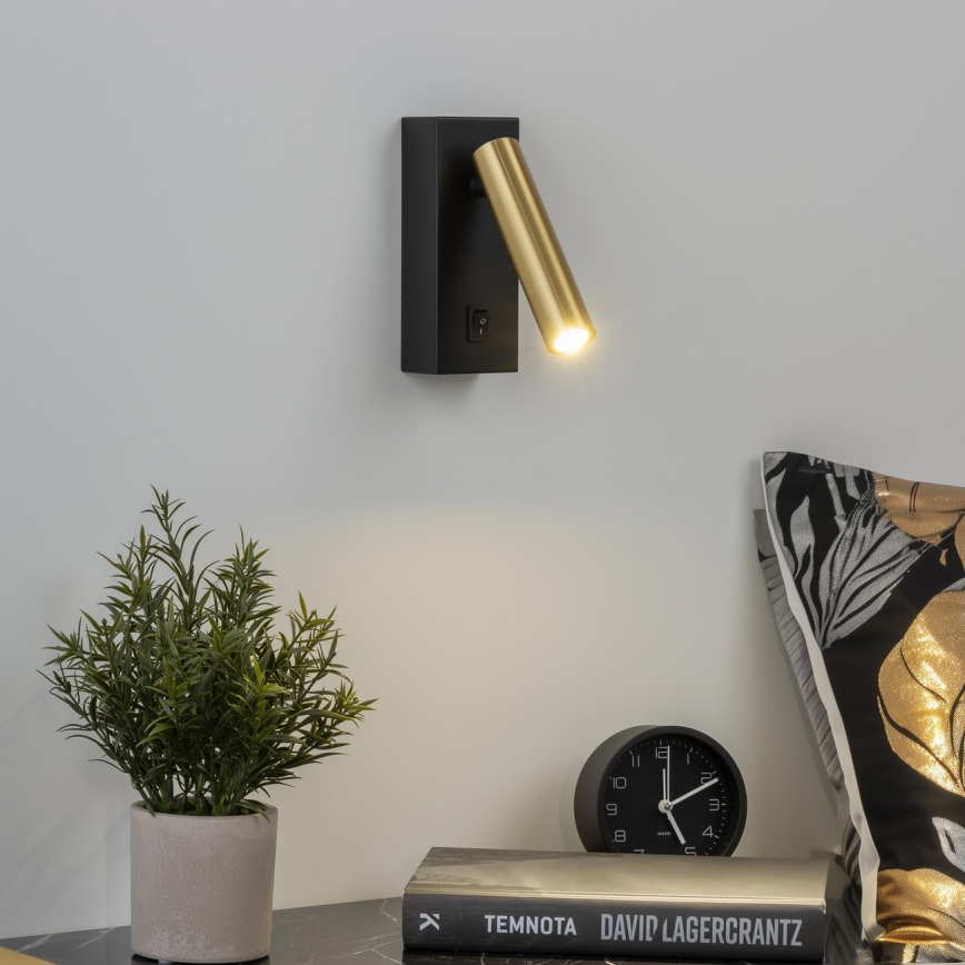 Brilagi - LED Stenski reflektor MAYA LED/3W/230V 4000K črna/zlata