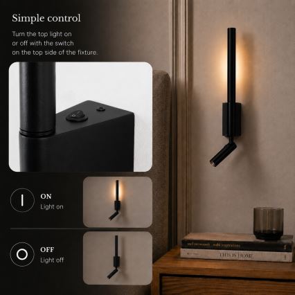 Brilagi - LED stensko točkovno svetilo VIXON LED/3W/230V + LED/5W črna CRI 90