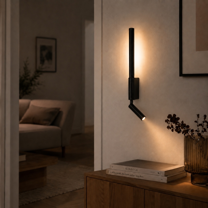 Brilagi - LED stensko točkovno svetilo VIXON LED/3W/230V + LED/5W črna CRI 90