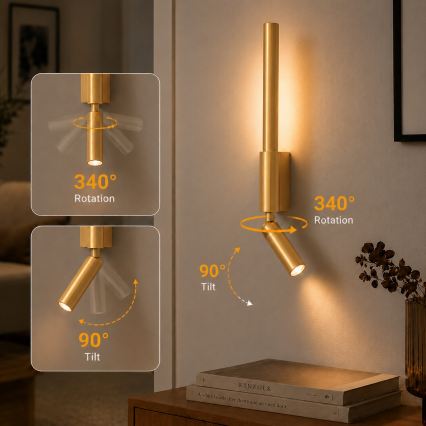 BRILAGI - LED stensko točkovno svetilo VIXON LED/3W/230V + LED/5W, zlato, CRI 90