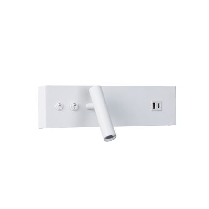 Brilagi - LED stensko točkovno svetilo z USB priključkom NOCTIS LED/3W/230V + LED/9W bela