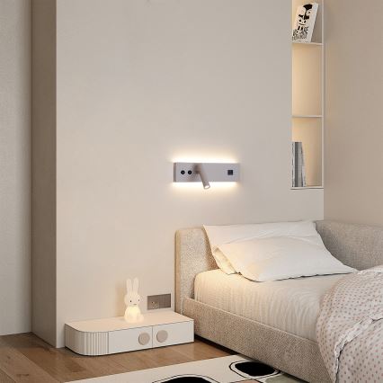 Brilagi - LED stensko točkovno svetilo z USB priključkom NOCTIS LED/3W/230V + LED/9W bež