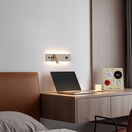 Brilagi - LED stensko točkovno svetilo z USB priključkom NOCTIS LED/3W/230V + LED/9W bež