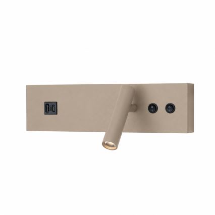 Brilagi - LED stensko točkovno svetilo z USB priključkom NOCTIS LED/3W/230V + LED/9W bež