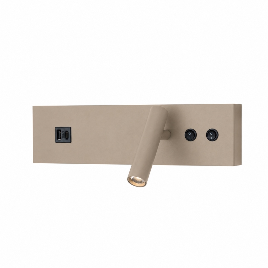 Brilagi - LED stensko točkovno svetilo z USB priključkom NOCTIS LED/3W/230V + LED/9W bež