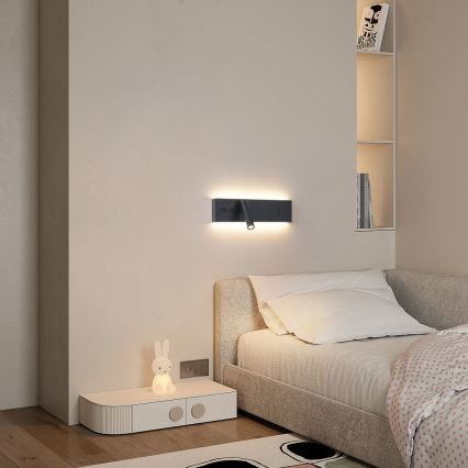 Brilagi - LED stenska točkovna svetilka z USB-priključkom NOCTIS LED/3W/230V + LED/9W črna