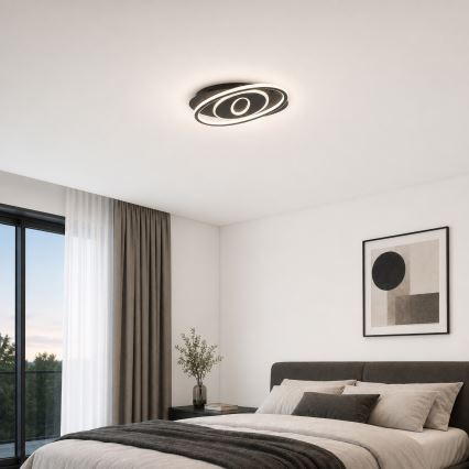 Brilagi - LED stropna svetilka IRIS z možnostjo zatemnitve LED/78W/230V 3000-6000K 37x49 cm črna + daljinski upravljalnik
