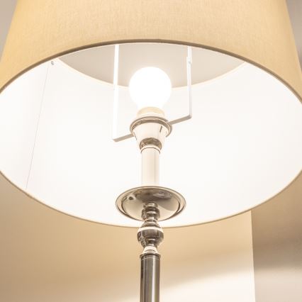 Brilagi - LED stoječa svetilka CERIA 1x E27/60 W/230 V, premer 45 cm, sijajni krom / bež