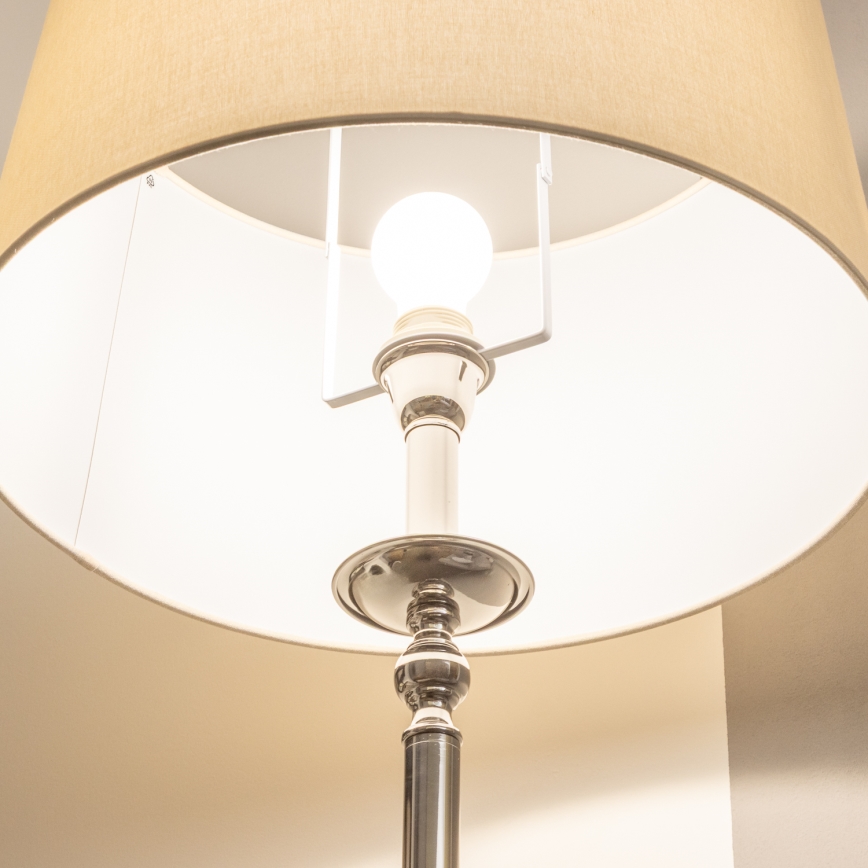 Brilagi - LED stoječa svetilka CERIA 1x E27/60 W/230 V, premer 45 cm, sijajni krom / bež