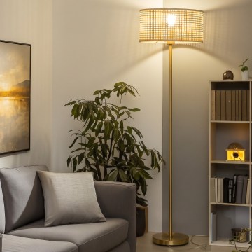 Brilagi - LED stoječa svetilka CERIA 1xE27/20W/230V premer 40 cm bambus/zlata