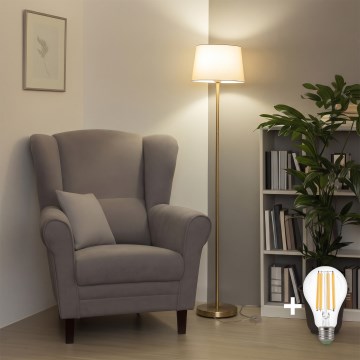 Brilagi - LED stoječa svetilka CERIA 1xE27/20W/230V Ø 30 cm bež/zlata