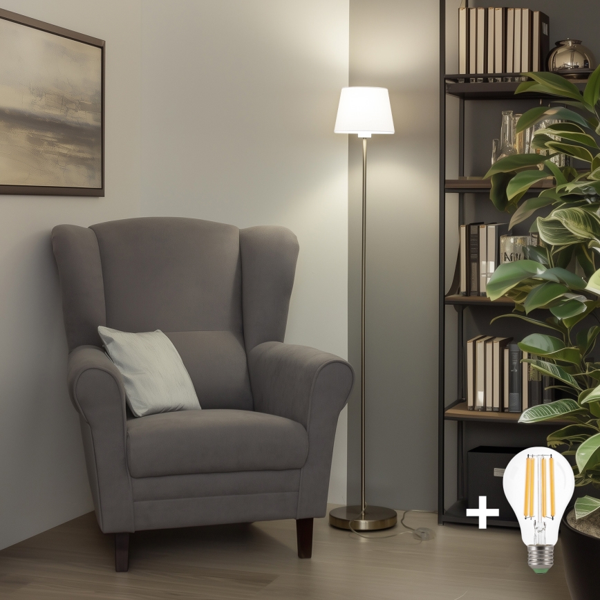 Brilagi - LED stoječa svetilka CERIA 1xE27/40W/230V premer 20,5 cm bela/matni krom