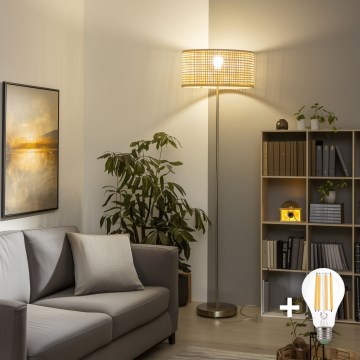 Brilagi - LED stoječa svetilka CERIA 1xE27/40W/230V premer 40 cm bambus/matni krom