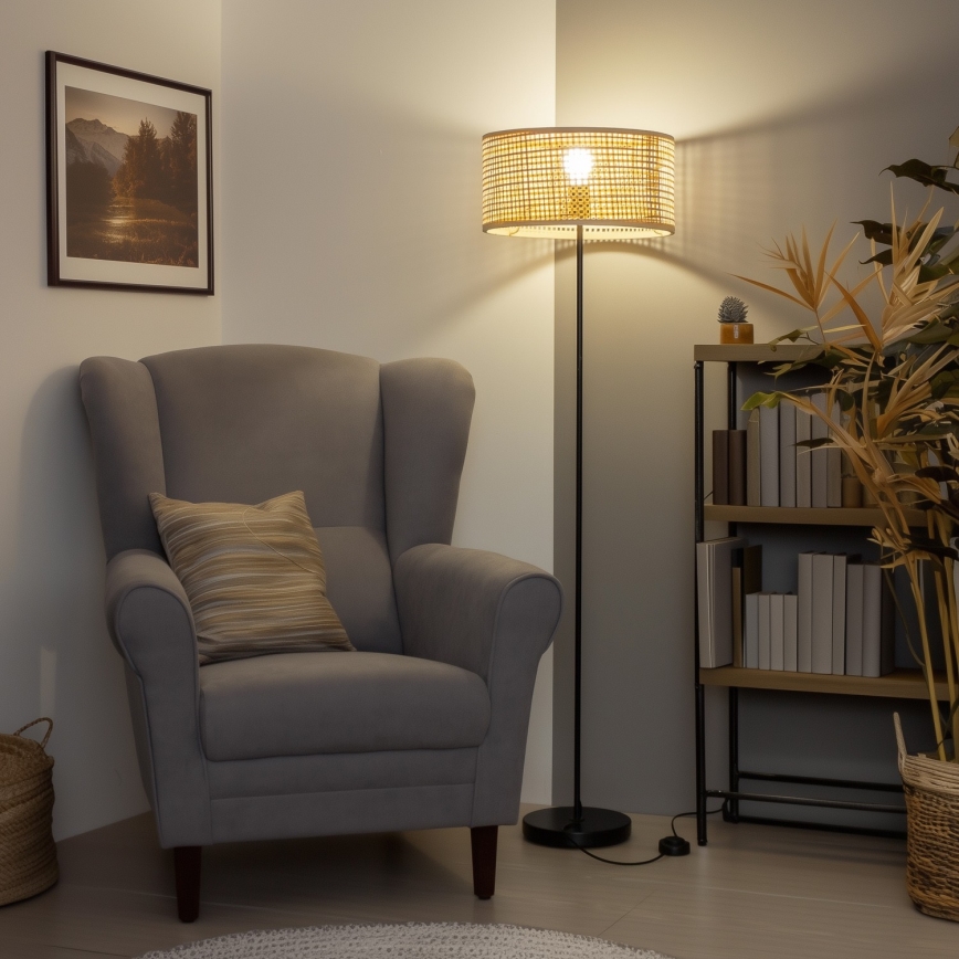 Brilagi - LED stoječa svetilka CERIA, 1xE27/40W/230V, Ø 40 cm, bambus/črna