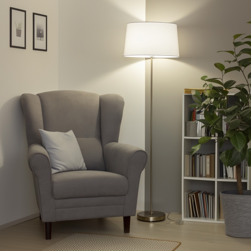 Brilagi - LED stoječa svetilka CERIA 1xE27/40W/230V Ø 45 cm bela/matni krom