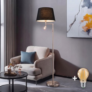 BRILAGI - LED Stoječa svetilka CERIA 1xE27/60W/230V + LED/2,1W premer 45 cm mat krom/črna