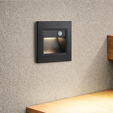 Brilagi - LED stopniščna svetilka s senzorjem STEP LIGHT LED/1,5W/230V IP44 črna