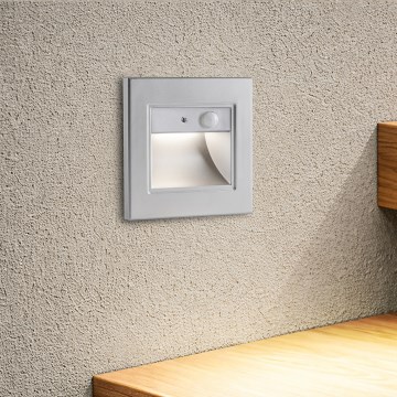 Brilagi - LED stopniščna svetilka s senzorjem STEP LIGHT LED/1,5W/230V IP44 srebrna