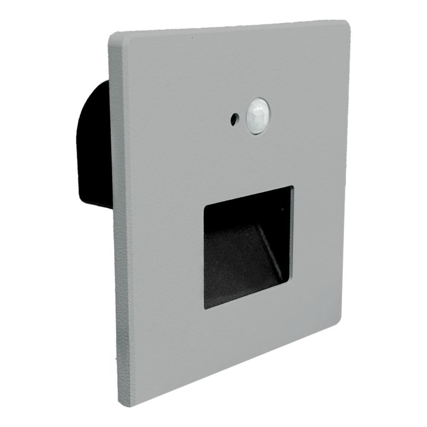 Brilagi - LED svetilka za stopnice s senzorjem gibanja in mraka JACK LED/3W/230V 3000/4000/6500K IP65 siva