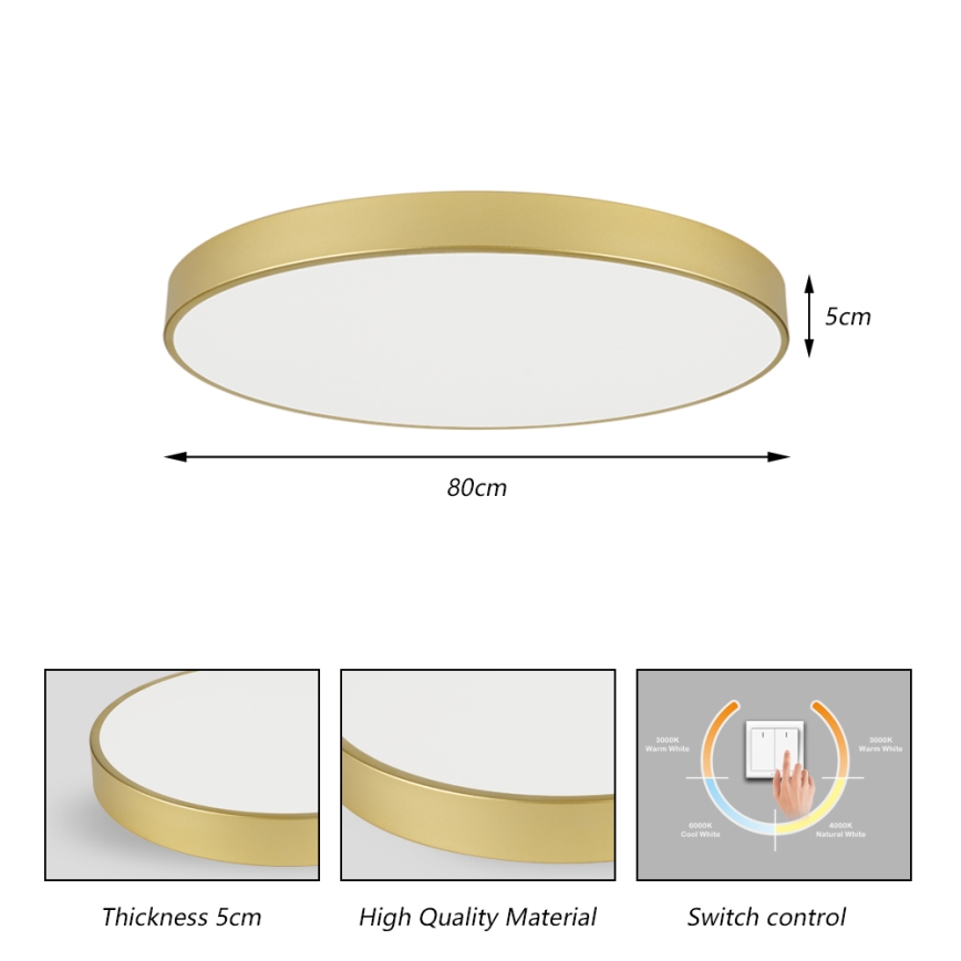 Brilagi - LED stropna svetilka POOL LED/100W/230V 3000/4000/6000K premer 80 cm zlata