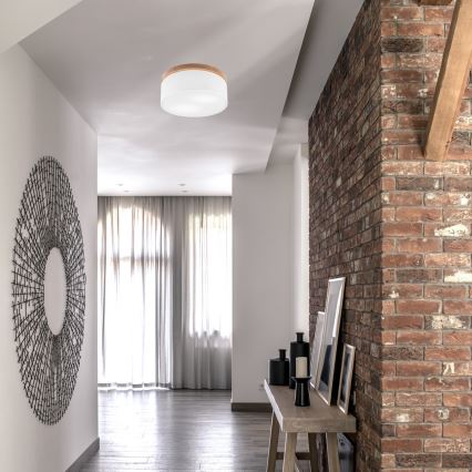 Brilagi - LED Stropna svetilka BELLADONNA 2xE27/15W/230V pr. 40 cm bela/hrast