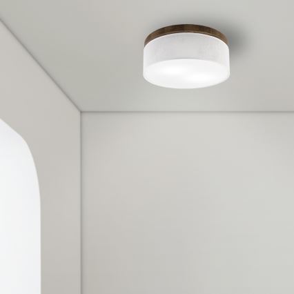 Brilagi - LED Stropna svetilka BELLADONNA 2xE27/15W/230V pr. 40 cm bela/hrast oreh