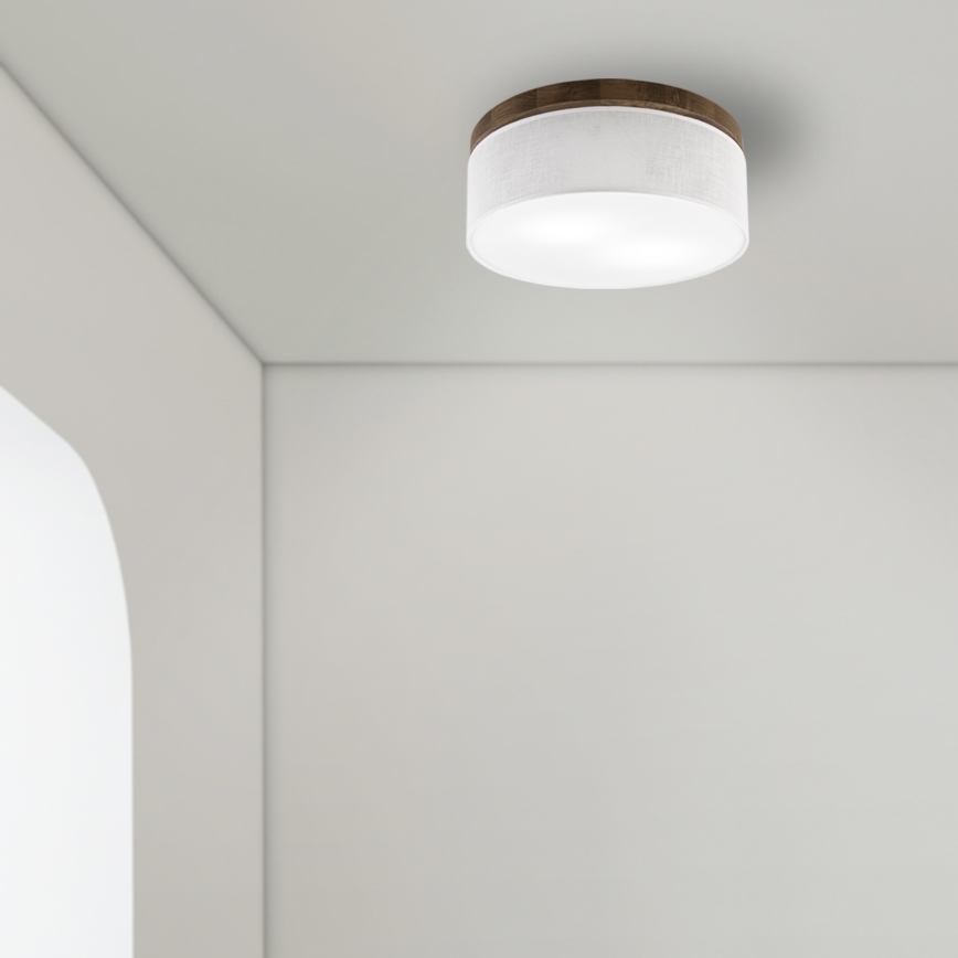 Brilagi - LED Stropna svetilka BELLADONNA 2xE27/15W/230V pr. 40 cm bela/hrast oreh