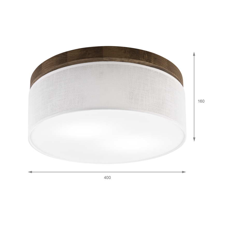 Brilagi - LED Stropna svetilka BELLADONNA 2xE27/15W/230V pr. 40 cm bela/hrast oreh