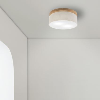 Brilagi - LED Stropna svetilka BELLADONNA 2xE27/15W/230V pr. 40 cm krem barva/hrast