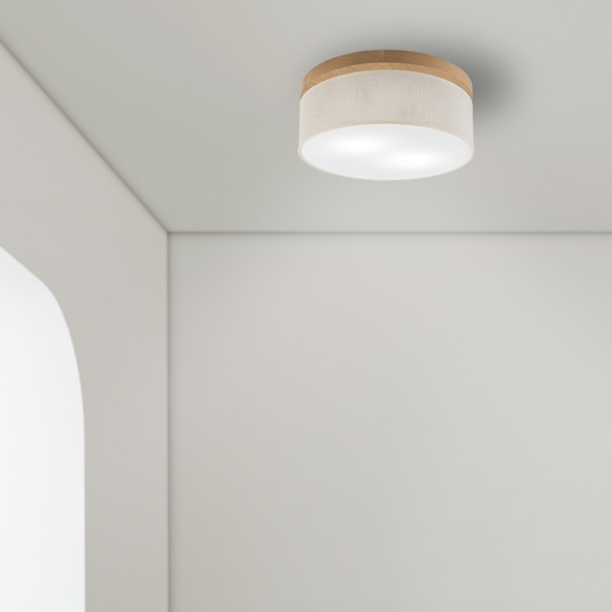 Brilagi - LED Stropna svetilka BELLADONNA 2xE27/15W/230V pr. 40 cm krem barva/hrast