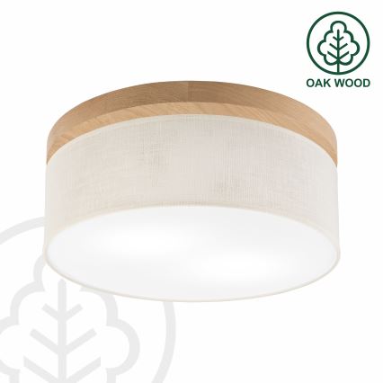 Brilagi - LED Stropna svetilka BELLADONNA 2xE27/15W/230V pr. 40 cm krem barva/hrast