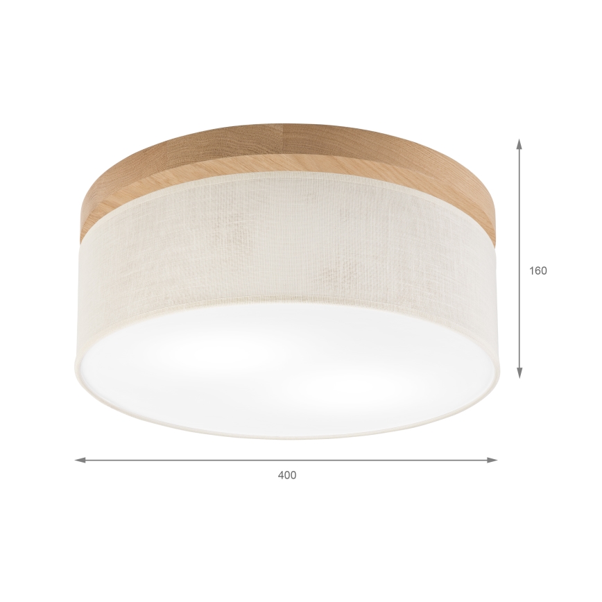 Brilagi - LED Stropna svetilka BELLADONNA 2xE27/15W/230V pr. 40 cm krem barva/hrast