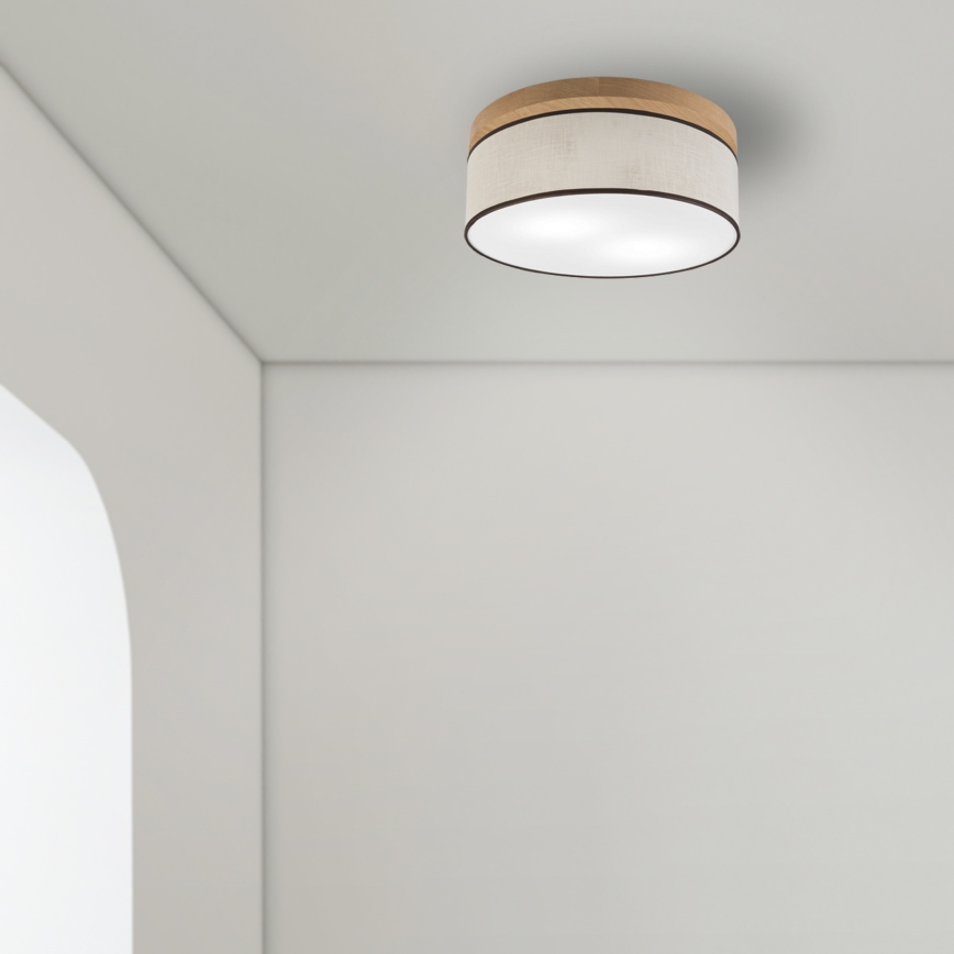 Brilagi - LED Stropna svetilka BELLADONNA 2xE27/15W/230V pr. 40 cm krem barva/hrast