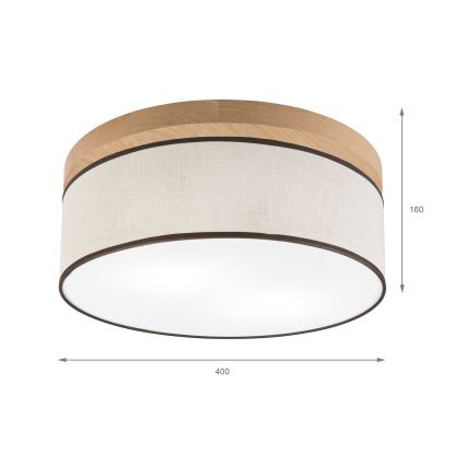 Brilagi - LED Stropna svetilka BELLADONNA 2xE27/15W/230V pr. 40 cm krem barva/hrast