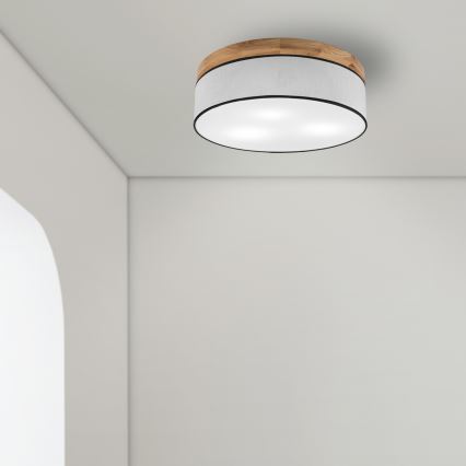 Brilagi - LED Stropna svetilka BELLADONNA 3xE27/15W/230V pr. 50 cm bela/hrast