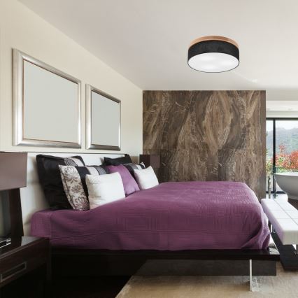 Brilagi - LED Stropna svetilka BELLADONNA 3xE27/15W/230V pr. 50 cm črna/hrast