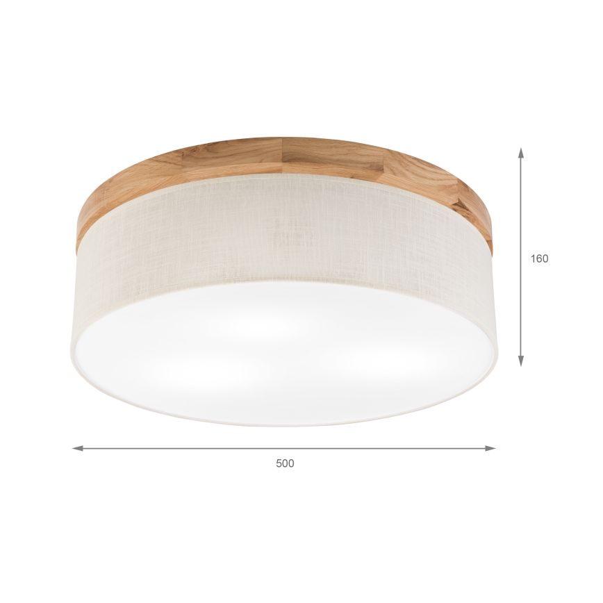 Brilagi - LED Stropna svetilka BELLADONNA 3xE27/15W/230V pr. 50 cm krem barva/hrast