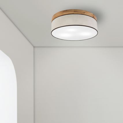 Brilagi - LED Stropna svetilka BELLADONNA 3xE27/15W/230V pr. 50 cm krem barva/hrast