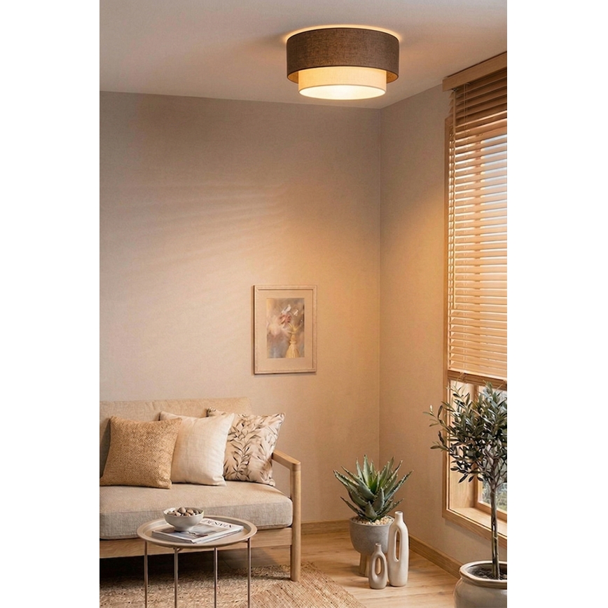 Brilagi - LED stropna svetilka BOHO ECO 1xE27/10W/230V premer 40 cm rjava/kremna