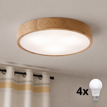 Brilagi - LED stropna svetilka CARVALHO 4xE27/240W/230V hrast, premer 57,5 cm