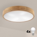 Brilagi - LED stropna svetilka CARVALHO 4xE27/60W/230V hrast premer 57,5 cm