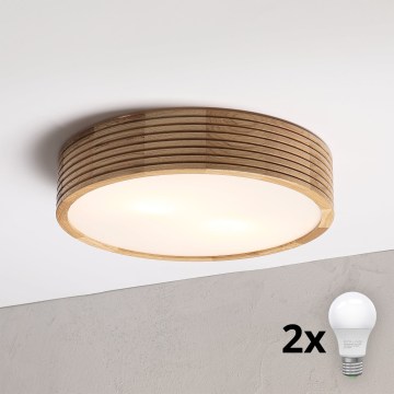 Brilagi - LED stropna svetilka CARVALHO MODERN 2xE27/60W/230V premer 37,5 cm hrast