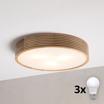 Brilagi - LED stropna svetilka CARVALHO MODERN 3xE27/60W/230V Ø 47,5 cm hrast