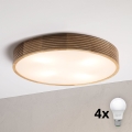 Brilagi - LED stropna svetilka CARVALHO MODERN 4xE27/60W/230V hrast, premer 57,5 cm