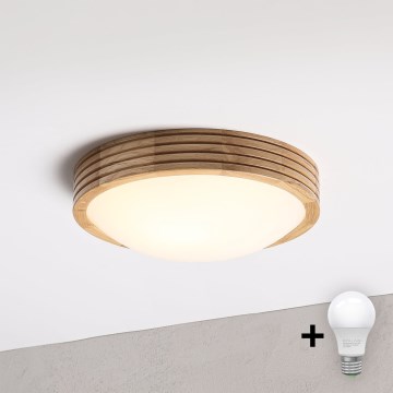 Brilagi - LED stropna svetilka CARVALHO MODERN SLIM 1xE27/60W/230V, premer 27,5 cm, hrast