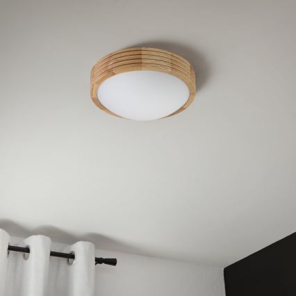 Brilagi - LED stropna svetilka CARVALHO MODERN SLIM 1xE27/60W/230V, premer 27,5 cm, hrast